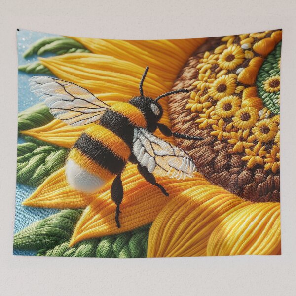Item preview, Sunflower and Bumblebee Harmony: A Stitched Masterpiece designed and sold by The Digital Compass.
