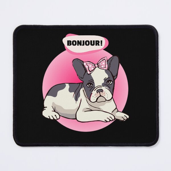 Item preview, Grumpy French Bulldog Pink Bow Bonjour designed and sold by ModkMerch.