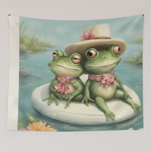 Item preview, Beautiful Couple Of Frogs On A Raft designed and sold by ArmonyforSouls.