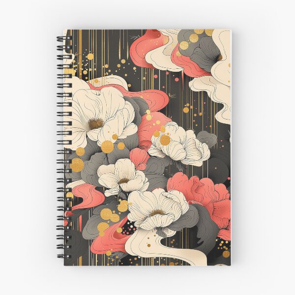 Item preview, Patrón floral japonés - Rojo Negro Crema designed and sold by 33wolvesdesigns.