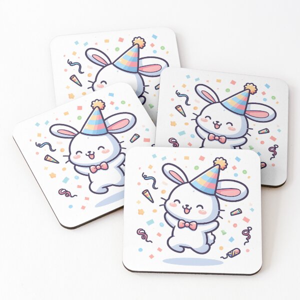 Item preview, Kawaii Bunny: Party Hat And Confetti designed and sold by CanvasCutie.