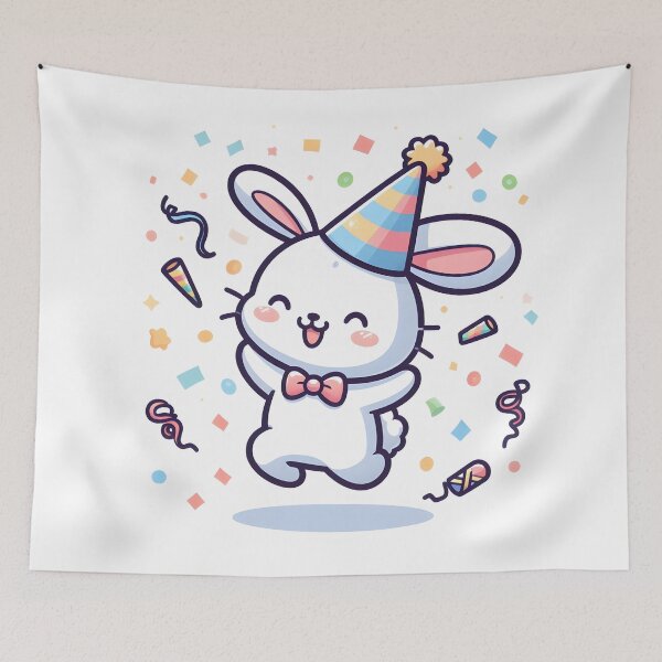 Item preview, Kawaii Bunny: Party Hat And Confetti designed and sold by CanvasCutie.
