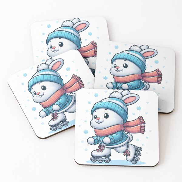 Item preview, cartoon rabbit wearing winter clothes is playing roller skates  designed and sold by MzulhilmiZam.