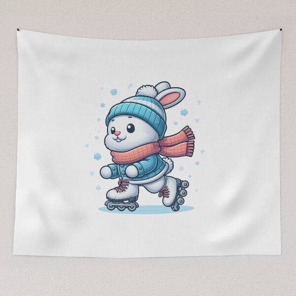 Item preview, cartoon rabbit wearing winter clothes is playing roller skates  designed and sold by MzulhilmiZam.