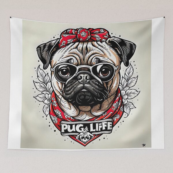 Item preview, Pug Dog Tattoo Art Gangster Life  designed and sold by Lisa Pearlman.