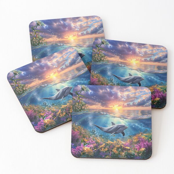Item preview, Dolphins and flowers in the sea designed and sold by FlowersColorful.