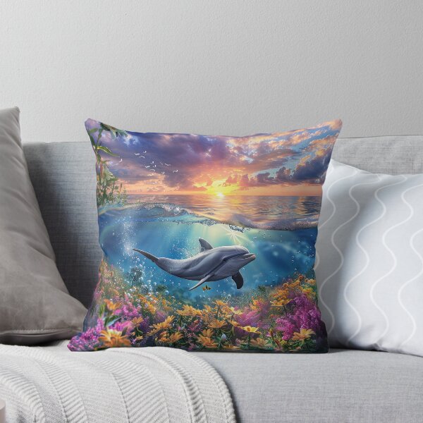 Artikelvorschau, Delfine und Blumen im Meer entworfen und verkauft von FlowersColorful.