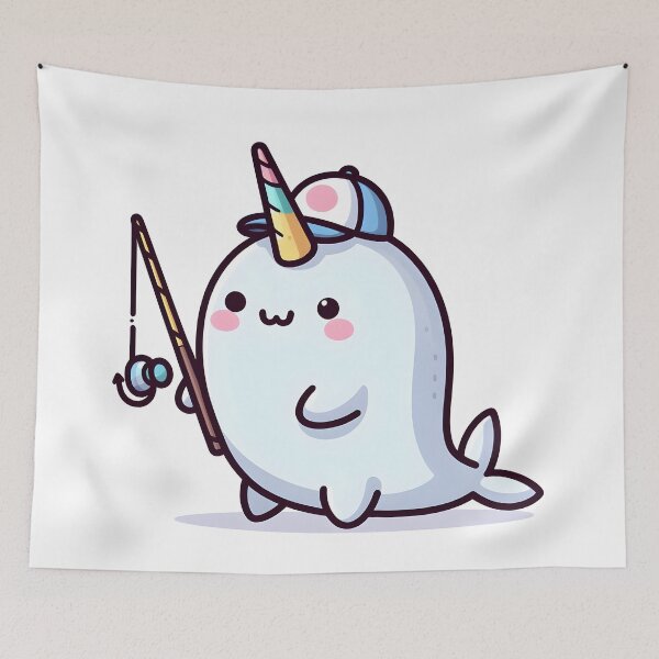 Item preview, Kawaii Narwhal: A Fishing Hat And Rod designed and sold by CanvasCutie.