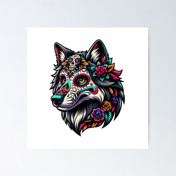Item preview, Sugar Skull Wolf designed and sold by PeelZinc.