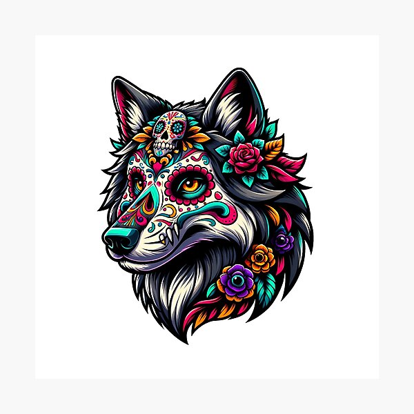 Item preview, Sugar Skull Wolf designed and sold by PeelZinc.
