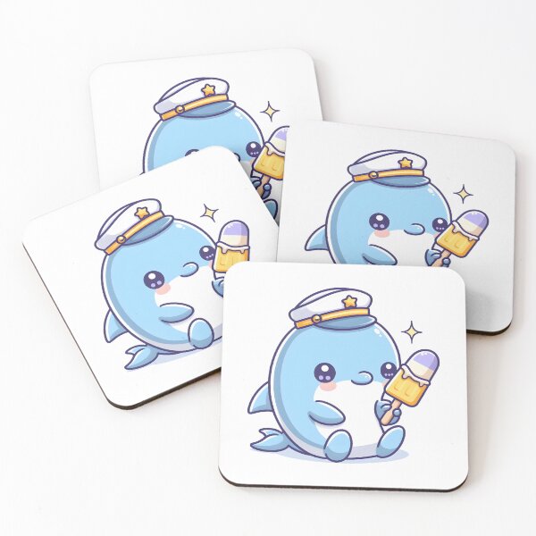 Item preview, Kawaii Dolphin With A Sailor Hat And A Popsicle Eating Ice Cream designed and sold by CanvasCutie.