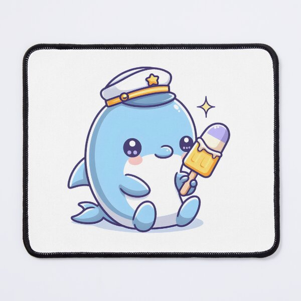 Item preview, Kawaii Dolphin With A Sailor Hat And A Popsicle Eating Ice Cream designed and sold by CanvasCutie.