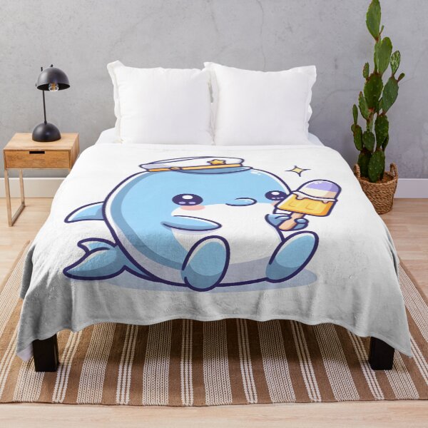 Item preview, Kawaii Dolphin With A Sailor Hat And A Popsicle Eating Ice Cream designed and sold by CanvasCutie.