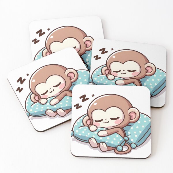 Item preview, Kawaii Monkey With Pillow designed and sold by CanvasCutie.