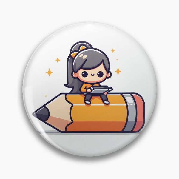 Item preview, Kawaii Writer With Giant Pencil designed and sold by CanvasCutie.