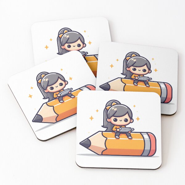 Item preview, Kawaii Writer With Giant Pencil designed and sold by CanvasCutie.
