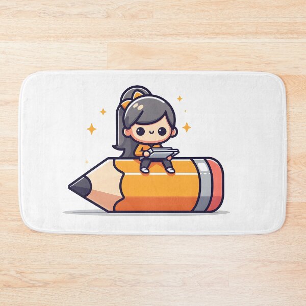 Item preview, Kawaii Writer With Giant Pencil designed and sold by CanvasCutie.