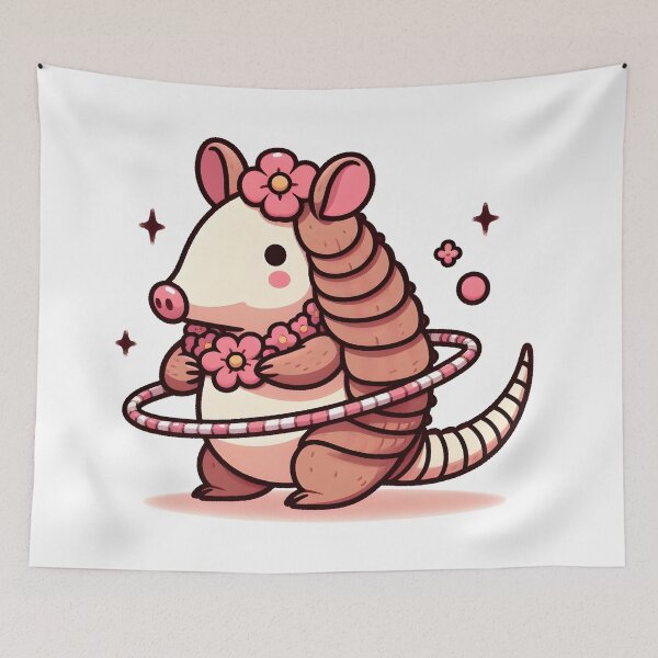 Item preview, Kawaii Armadillo With Flower Necklace designed and sold by CanvasCutie.