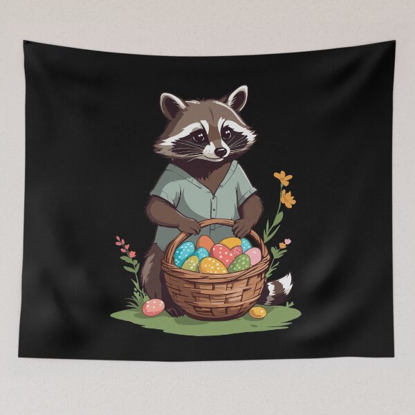 Item preview, Funny raccoon Easter bunny & Easter eggs design designed and sold by LuminOrb.