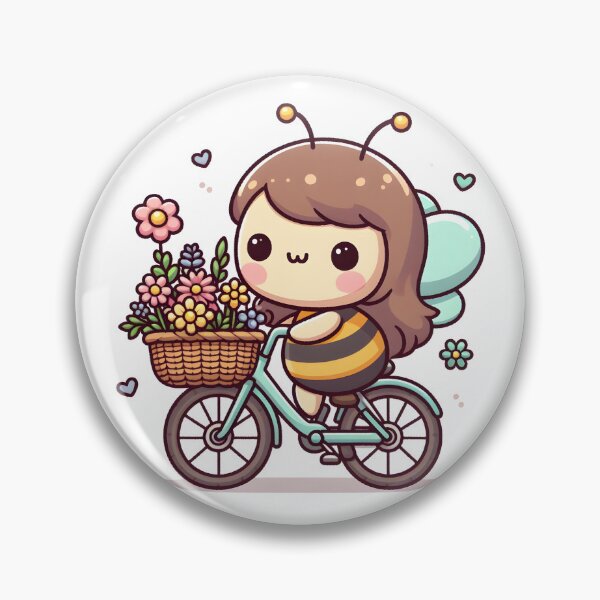 Item preview, Kawaii Bee On Bicycle With Flowers designed and sold by CanvasCutie.