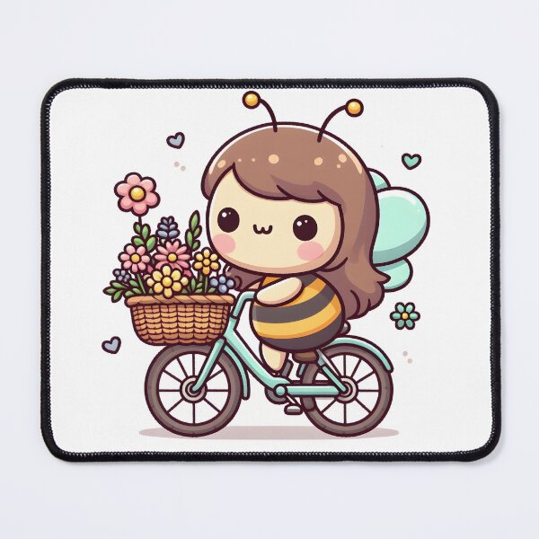 Item preview, Kawaii Bee On Bicycle With Flowers designed and sold by CanvasCutie.