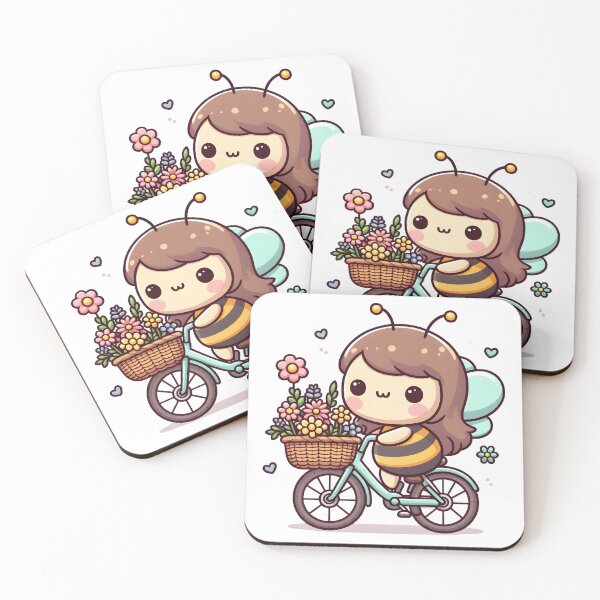 Item preview, Kawaii Bee On Bicycle With Flowers designed and sold by CanvasCutie.