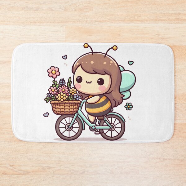 Item preview, Kawaii Bee On Bicycle With Flowers designed and sold by CanvasCutie.
