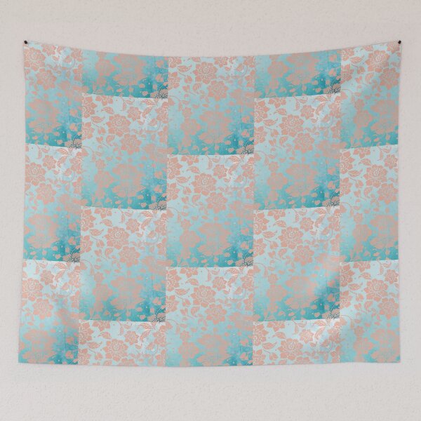 Item preview, Teal Ombre,Peach lace floral designed and sold by Stellaura.