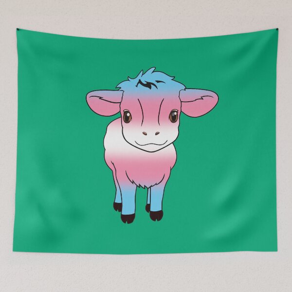Item preview, Cute Transgender Pride Flag Cow, Kawaii Trans Pride Design designed and sold by Travelslightly.