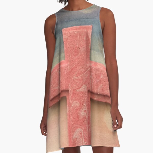Pink Watercolor Cross A-Line Dress