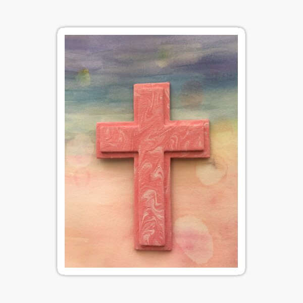 Pink Watercolor Cross Sticker