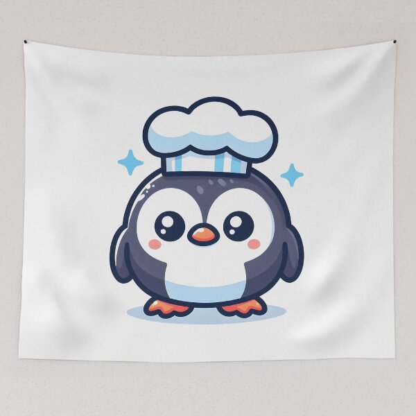 Item preview, Kawaii Puffin With Chef'S Hat designed and sold by CanvasCutie.