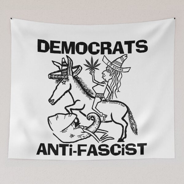 Item preview, DEMOCRATS ~ ANTI-FASCIST ~ DONKEY TRAMPLING ELEPHANT ~ (V-6-89) designed and sold by RodeoMalibu.