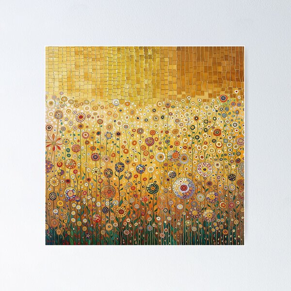 Aperçu de l'œuvre Klimt Fleurs et Or créée et vendue par maniacfitness.