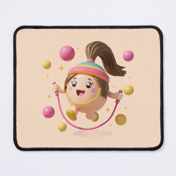 Item preview, A delightful and adorable 3D kawaii egg character is joyfully jumping rope, designed and sold by brokenpones.