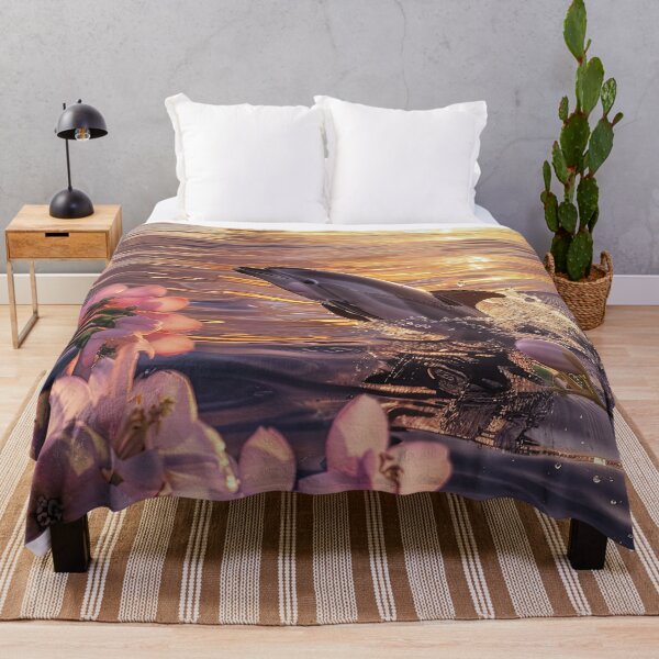 Item preview, Dolphins and flowers in the sea designed and sold by FlowersColorful.