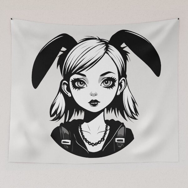 Item preview, Black and White Bunny Girl designed and sold by MadnessEnvelope.