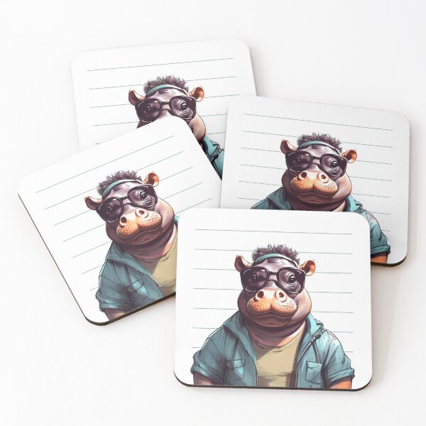 Item preview, Cool hippo dude in a denim jacket and sunglasses. designed and sold by SaraSumi.