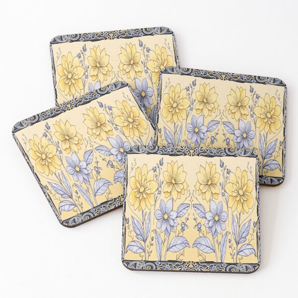 Item preview, Yellow and grey flowers designed and sold by Flowersonstuff.
