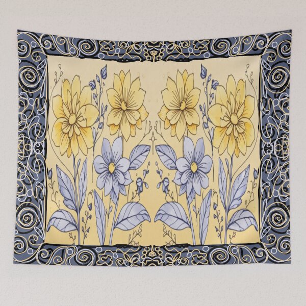 Item preview, Yellow and grey flowers designed and sold by Flowersonstuff.