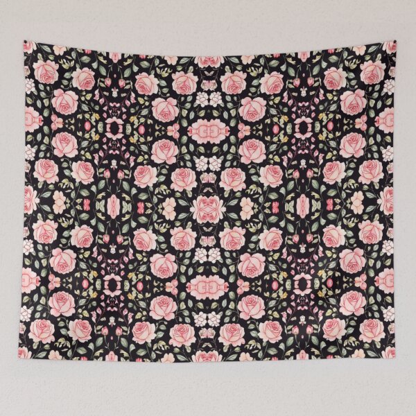 Item preview, Delicate roses on black designed and sold by Flowersonstuff.