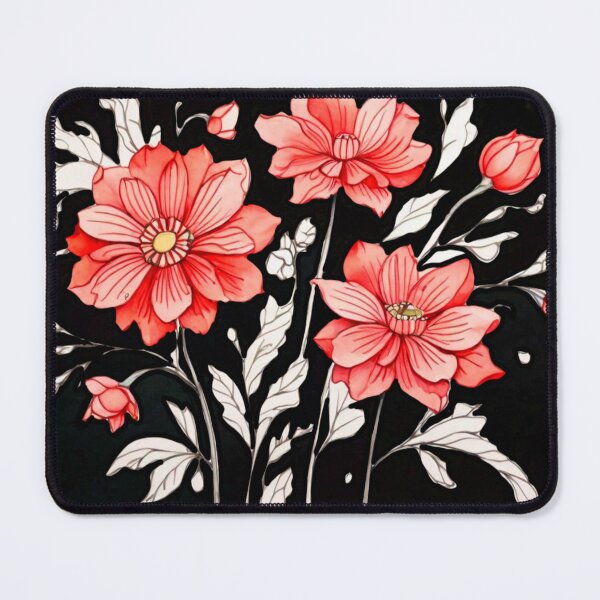 Item preview, Red flowers on black  designed and sold by Flowersonstuff.