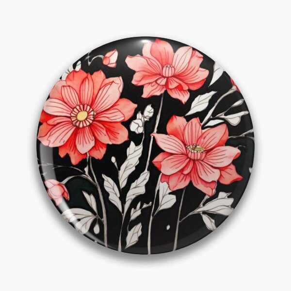 Item preview, Red flowers on black  designed and sold by Flowersonstuff.