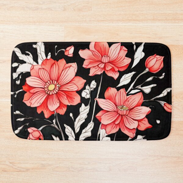 Item preview, Red flowers on black  designed and sold by Flowersonstuff.