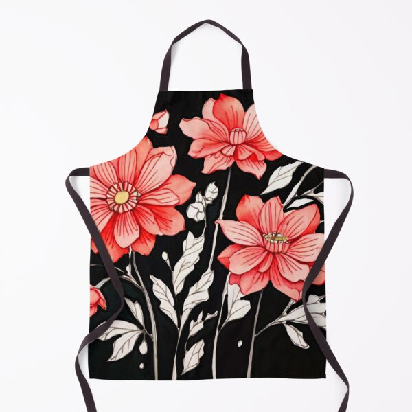 Item preview, Red flowers on black  designed and sold by Flowersonstuff.