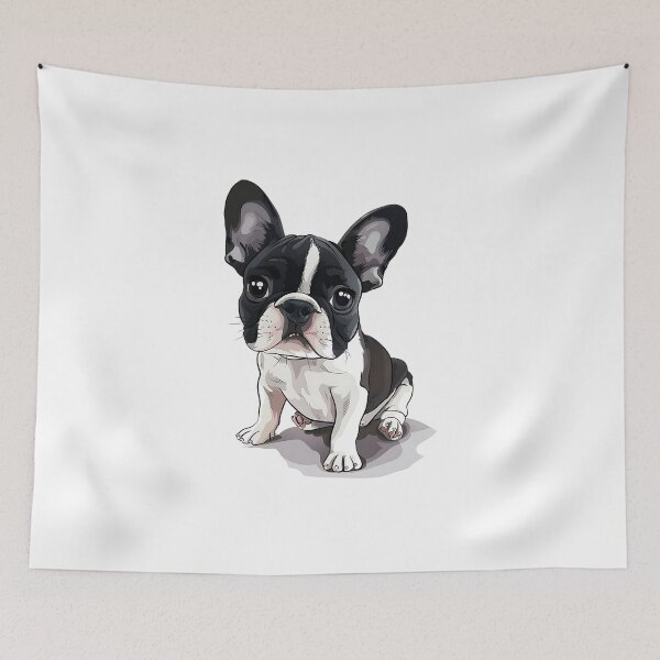 Item preview, dog,Cartoon French Bulldog puppy black white smile.cheerful and happy feeling. A happy day  best friend. designed and sold by creatorzame.