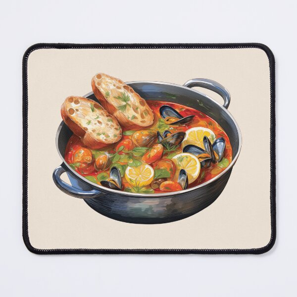 Item preview, Bouillabaisse - French Seafood Stew Served With Bread designed and sold by Alicia Chee.