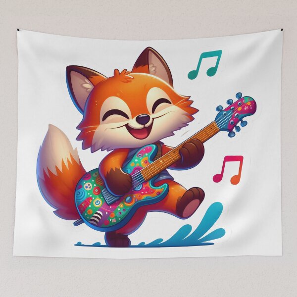 Item preview, Melodic Fox: Whimsical Guitar Groove designed and sold by AI-Only Creations.