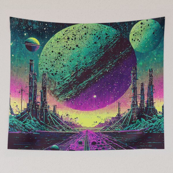 Item preview, SCI FI Illustration Alien City 1 designed and sold by Synthwave Poem.