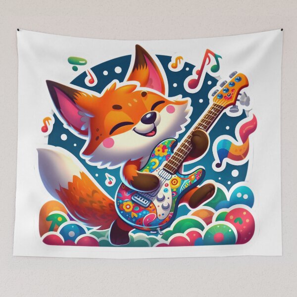 Item preview, Strumming Fox designed and sold by AI-Only Creations.